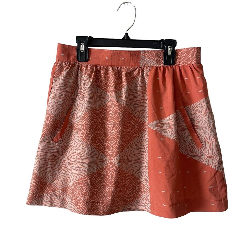 Jamie Sadock 10 A-Line Skirt Coral Orange Printed Pockets Golf Thin